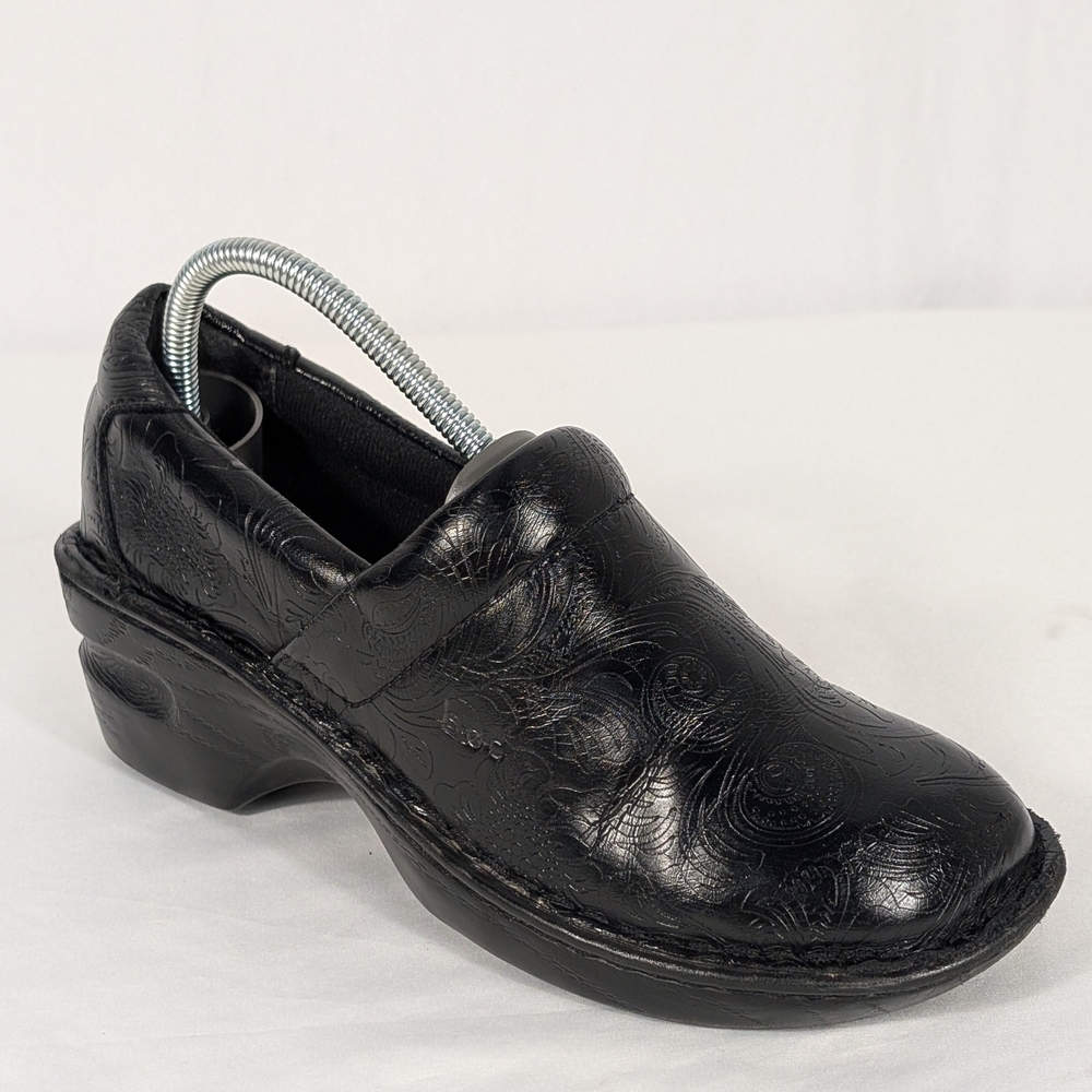 Elegant BOC (Born Concept) Peggy Clogs Black Floral Embossed Women's Clogs Sz. 6